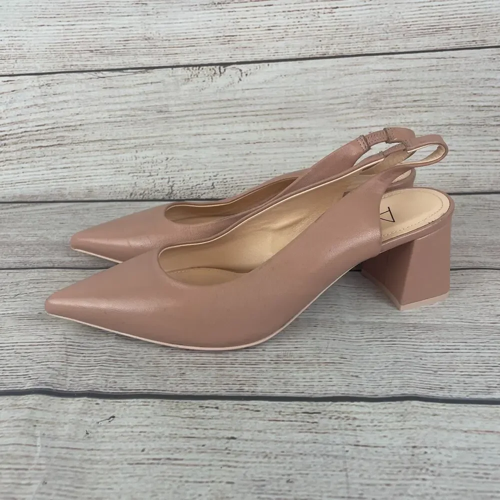AGL Dodi Womens EU 36 US 6 Slingback Heels Nude Tan Pointed Toe